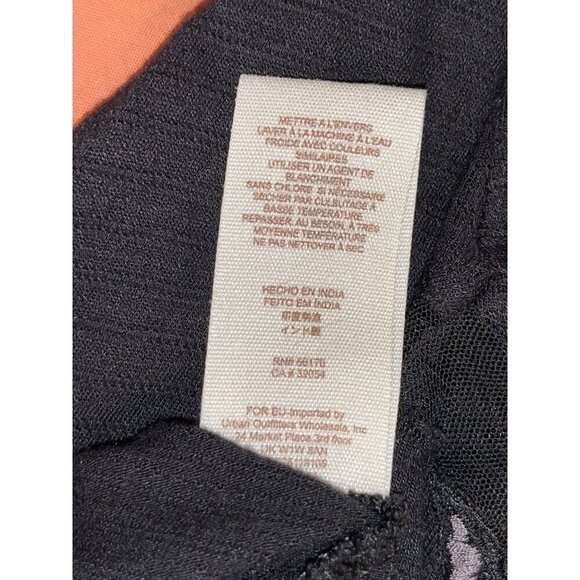 Free People Black Sheer Lace Long Sleeve Saheli Embroidered Mesh Top Women's S Y - Picture 9 of 10